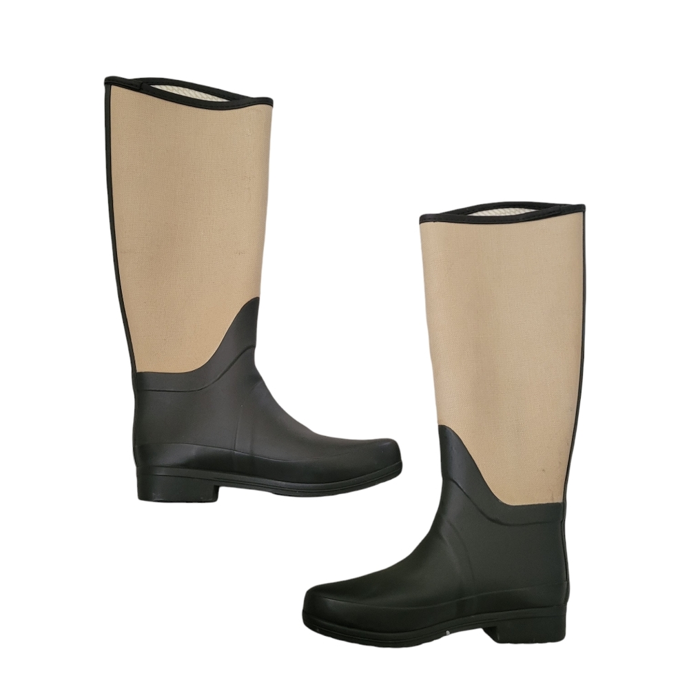 Hunter Original Brown and Canvas Knee High Rain Boots Regent St James Womens 5 - Picture 2 of 10
